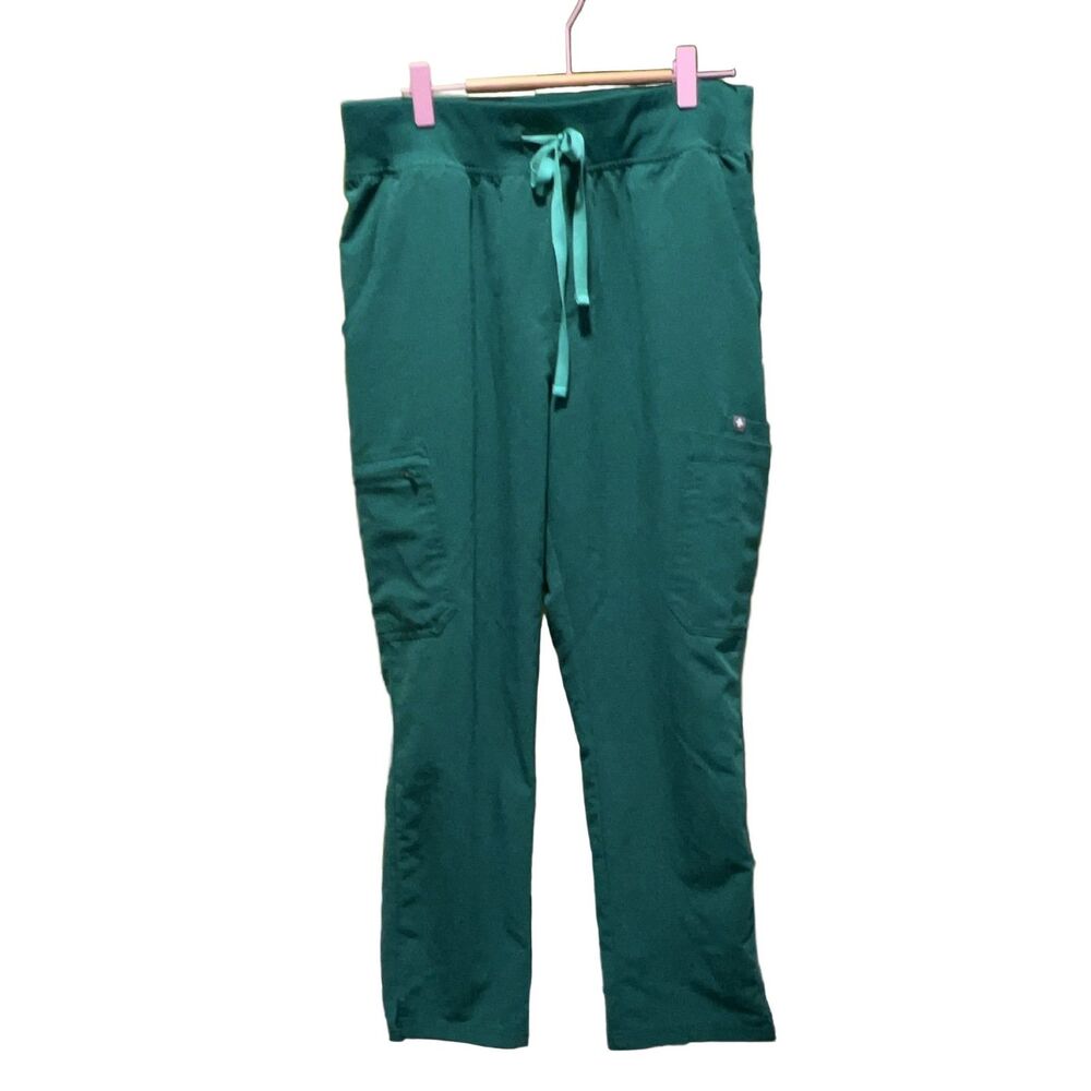 FIGS Technical Collection Scrub Pants Green L/P Drawstring Pockets Medical